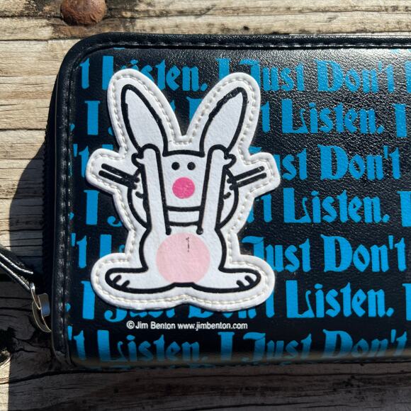 Vintage Y2K Jim Benton Happy Bunny Zip Wallet | “I Just Don’t Listen” Hot Topic - Picture 2 of 11